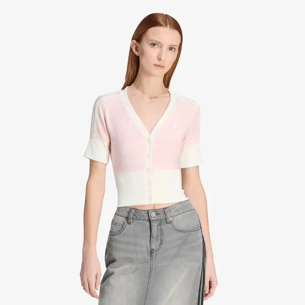 adidas Originals Majica adidas V-Neck Shirt With Buttons Sandy Pink XS