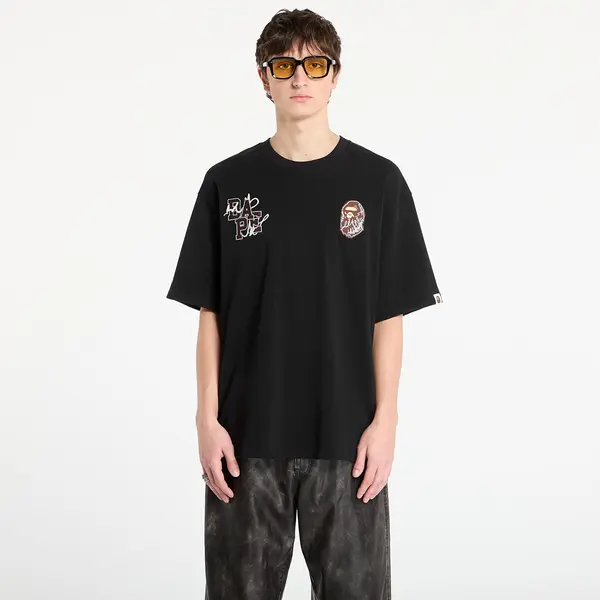 A BATHING APE Majica BAPE® x FOOTSHOP - Scribble Logo Tee Black L