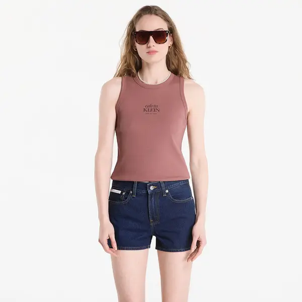 Calvin Klein Majica bez rukava Calvin Klein Jeans Sl 2X2 Baby Rib Logo Crew Tank Sierra Brown S