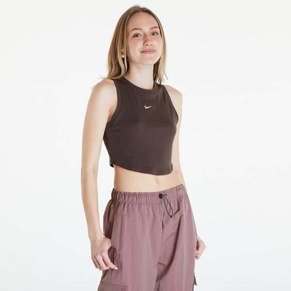Nike Majica bez rukava Nike Sportswear Essentials Women's Ribbed Cropped Tank Baroque Brown/ Sail L