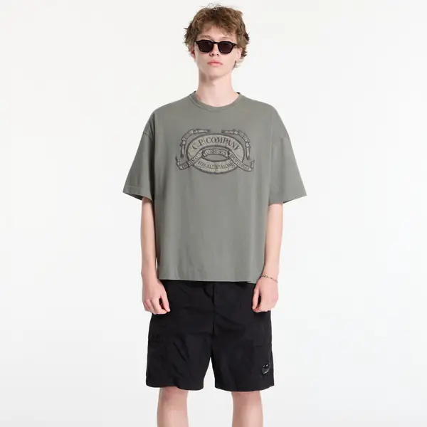 C.P. Company Majica C.P. Company 20/1 Jersey Short Sleeve Boxy Logo T-Shirt Gunmetal L