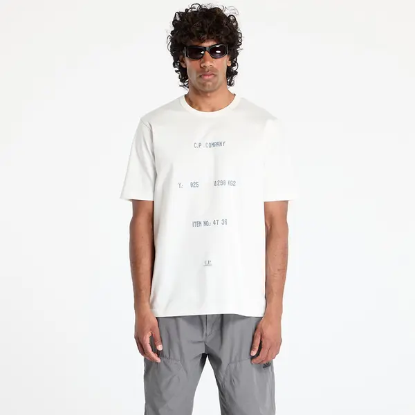 C.P. Company Majica C.P. Company 30/2 Mercerized Jersey Twisted Typographic Logo T-Shirt Gauze White S