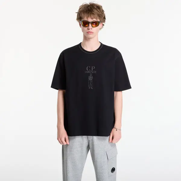 C.P. Company Majica C.P. Company Mercerized Jersey 30/2 Twisted Short Sleeve Logo T-Shirt Black M
