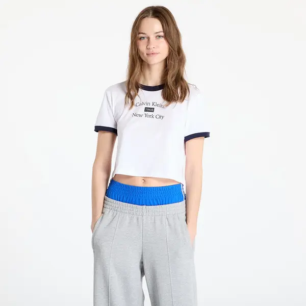 Calvin Klein Majica Calvin Klein Jeans Drapey Jersey Crop Brilliant White/ Baritone Blue L