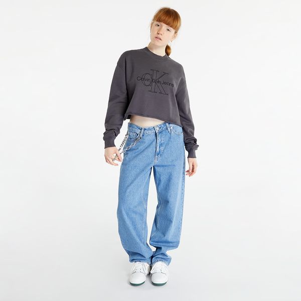 Calvin Klein Majica Calvin Klein Jeans Embroidered Monologo Sweatshirt Washed Black L