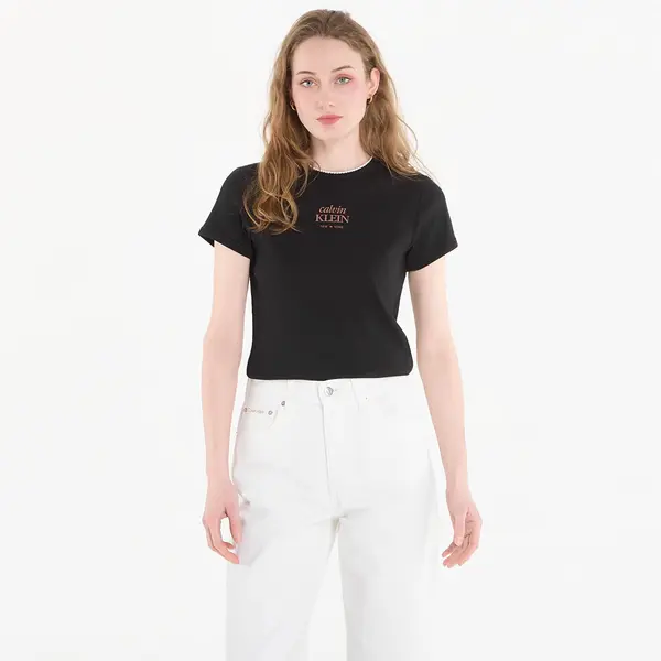 Calvin Klein Majica Calvin Klein Jeans Ss 2X2 Baby Rib Logo Baby Tee Black M