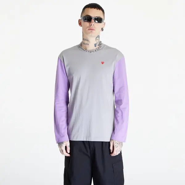 Comme des Garçons PLAY Majica Comme des Garçons PLAY Heart Logo Long Sleeve Tee UNISEX Gray/ Lavender L