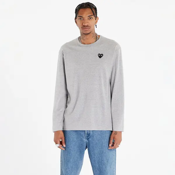 Comme des Garçons PLAY Majica Comme des Garçons PLAY Heart Logo Long Sleeve Tee UNISEX Gray XXL