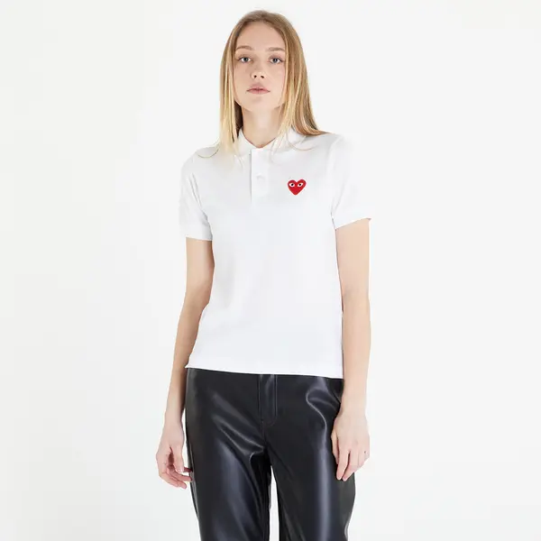 Comme des Garçons PLAY Majica Comme des Garçons PLAY Heart Logo Polo Short Sleeve Tee White L