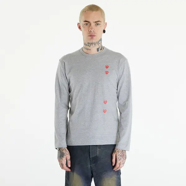 Comme des Garçons PLAY Majica Comme des Garçons PLAY Long Sleeve Logo Print T-Shirt UNISEX Grey XXL