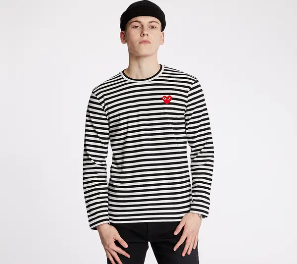 Comme des Garçons PLAY Majica Comme des Garçons PLAY Long Sleeve Tee UNISEX Black/ White S