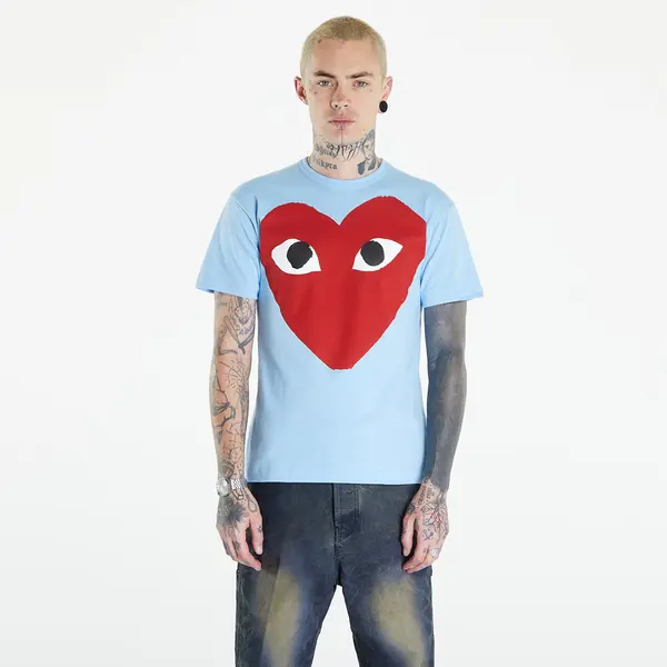 Comme des Garçons PLAY Majica Comme des Garçons PLAY Short Sleeve Logo Print T-Shirt UNISEX Blue S