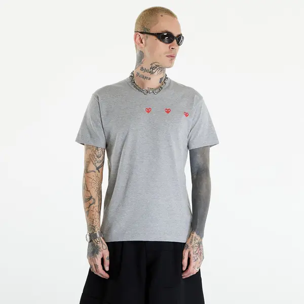 Comme des Garçons PLAY Majica Comme des Garçons PLAY Short Sleeve Logo Print T-Shirt UNISEX Grey XXS