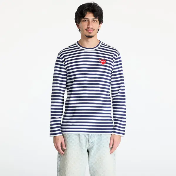 Comme des Garçons PLAY Majica Comme des Garçons PLAY Stripe Emblem x Metalstone Long Sleeve Tee UNISEX Navy/ White XXS