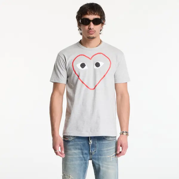 Comme des Garçons PLAY Majica Comme des Garçons PLAY T-Shirt Logo Print Knit UNISEX Top Gray S