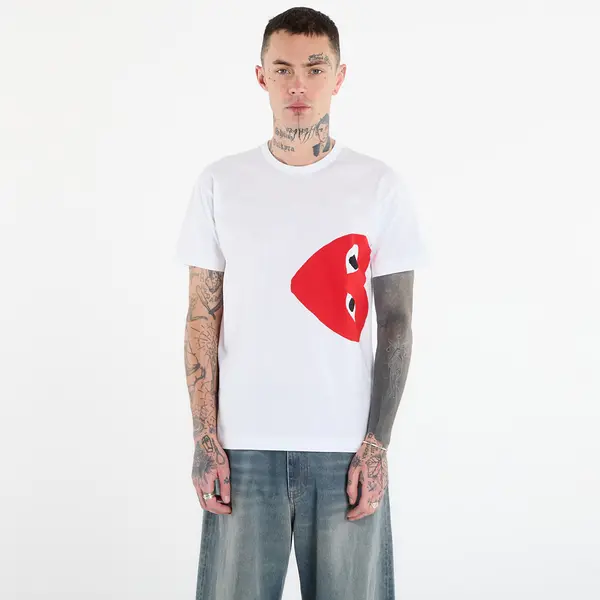 Comme des Garçons PLAY Majica Comme des Garçons PLAY T-Shirt Logo Print Knit UNISEX White L
