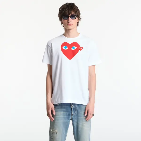 Comme des Garçons PLAY Majica Comme des Garçons PLAY T-Shirt Red Emblem Knit UNISEX White XL