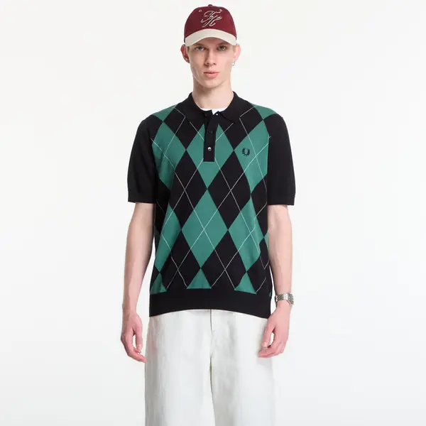 FRED PERRY Majica Fred Perry Argyle Knitted Shirt Black M