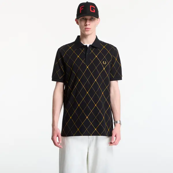 FRED PERRY Majica Fred Perry Argyle Print Fred Perry Shirt Black S