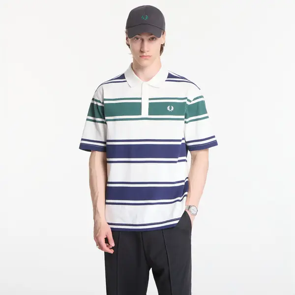 FRED PERRY Majica Fred Perry Relaxed Striped Polo Shirt Beige M