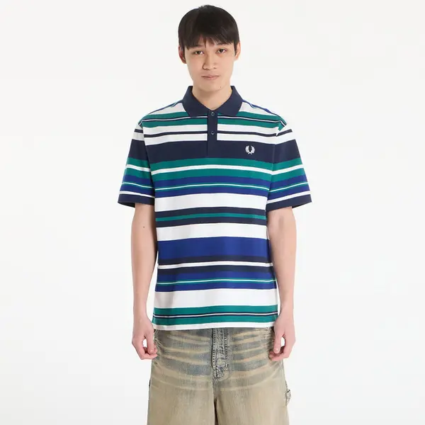 FRED PERRY Majica FRED PERRY Striped Relaxed Polo Shirt Deep Mint L