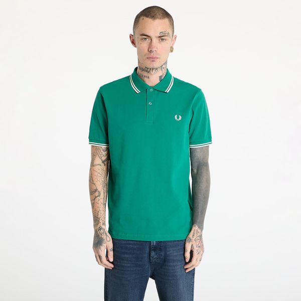 FRED PERRY Majica FRED PERRY Twin Tipped Fred Perry Shirt Label Green/ Ecru M