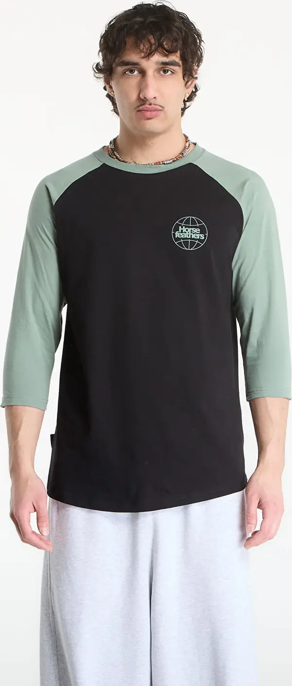 Horsefeathers Majica Horsefeathers Global Raglan T-Shirt Black/ Iceberg Green M