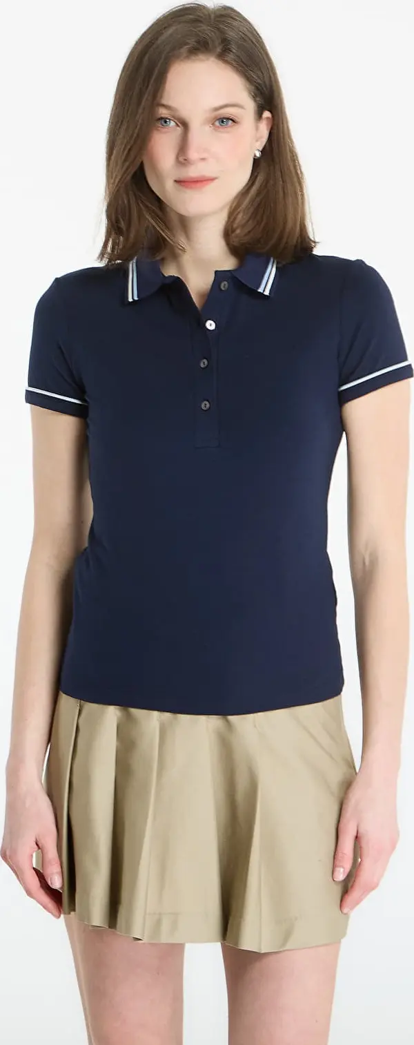 LACOSTE Majica LACOSTE Ribbed Collar Shirt Navy Blue/ Chambray-Flour 40