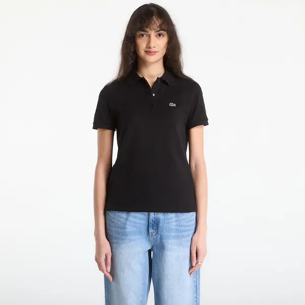 LACOSTE Majica LACOSTE Short Sleeved Ribbed Collar Shirt Black 38