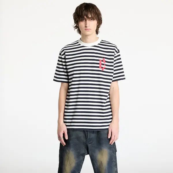 Marcelo Burlon Majica Marcelo Burlon County Goth Stripe Boxy Tee White/ Navy Blue M