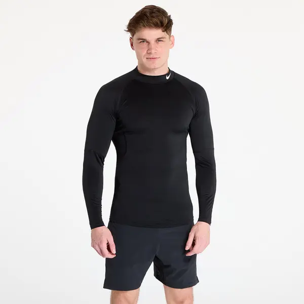 Nike Majica Nike Pro Men's Dri-FIT Fitness Mock-Neck Long-Sleeve Top Black/ White XL