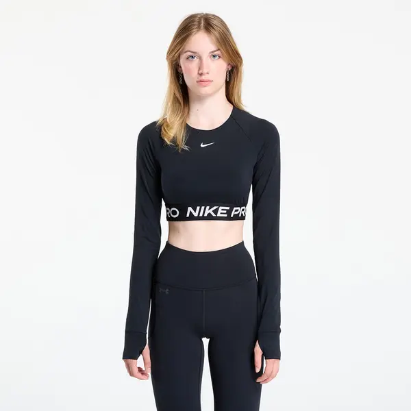 Nike Majica Nike Pro Women's Dri-FIT Cropped Long-Sleeve Top Black/ White XS