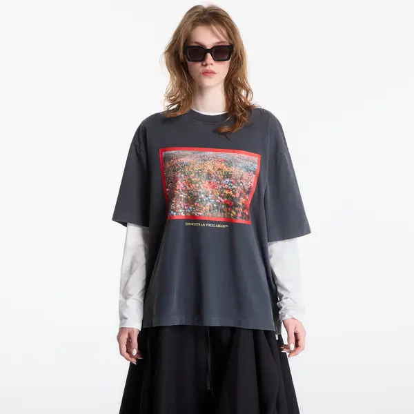 Off-White Majica Off-White Flowers Field Skate Tee UNISEX Fade Out Black High Risk Red M