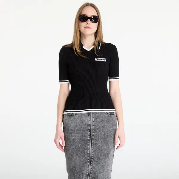 Off-White Majica Off-White Rib Viscose Knit S/S Polo Black M