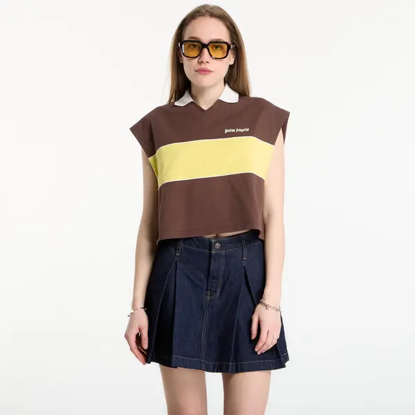Palm Angels Majica Palm Angels Classic Logo Boxy Polo Brown/ Yellow XS