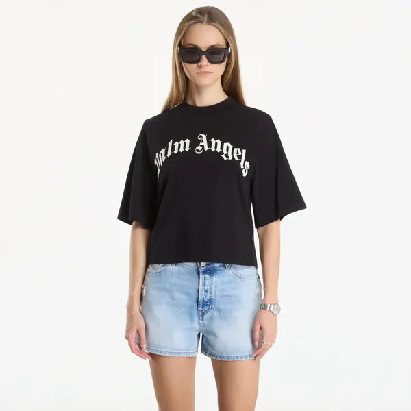 Palm Angels Majica Palm Angels Curved Logo Boxy Tee Black/ Off White M