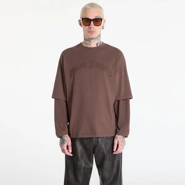 Palm Angels Majica Palm Angels Curved Logo Double Tee L/S UNISEX Brown/ Brown XL