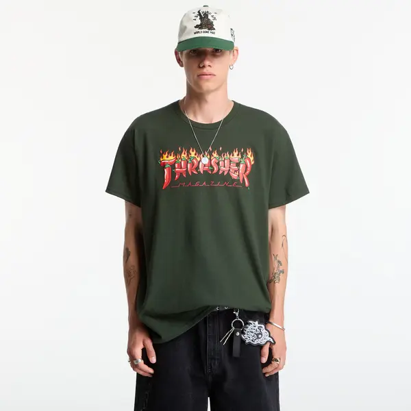 Thrasher Majica Thrasher Fuego T-Shirt Green XXL