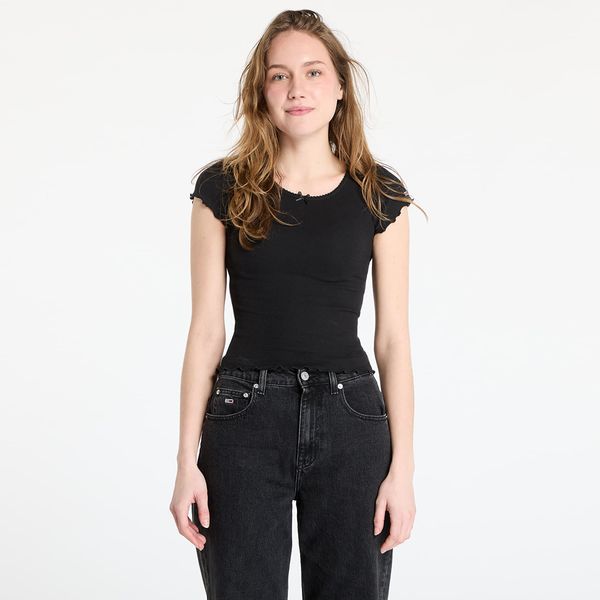 Tommy Hilfiger Majica Tommy Jeans Slim Scallop Rib Tee Black L