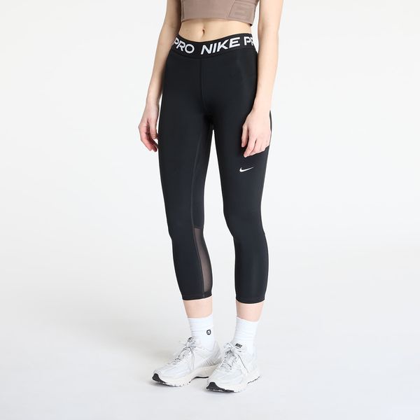 Nike Nike Pro Women's Mid-Rise Crop Mesh-Panel Leggings Black/ White XS