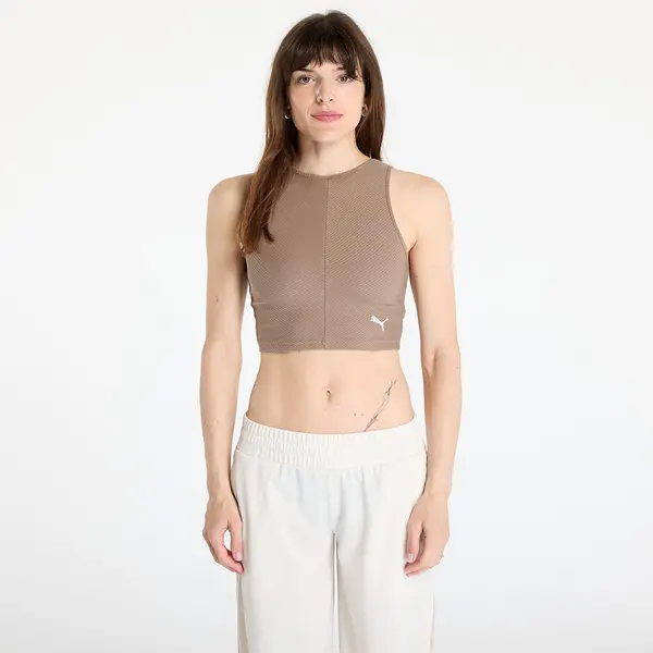 Puma Puma Wardrobe Essentials Ribbed Crop Top Totally Taupe XL