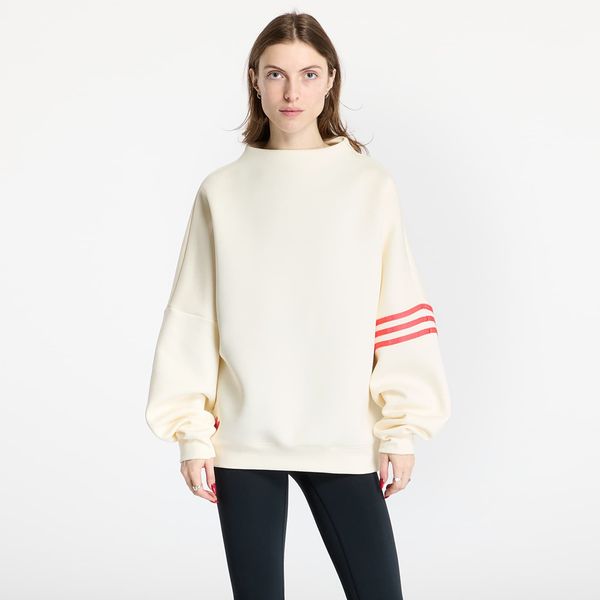 adidas Originals Sweatshirt adidas Neuclassics Oversized Mock Neck Sweatshirt Cream White/ Real Coral S