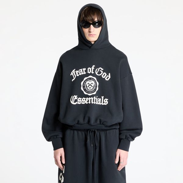 Fear of God Essentials Sweatshirt Fear Of God ESSENTIALS Heavy Fleece Vintage Shrunken Hoodie Black XXL