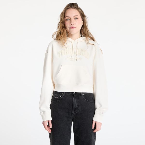 Tommy Hilfiger Sweatshirt Tommy Jeans Boxy Crop Varsity Hoodie White XS