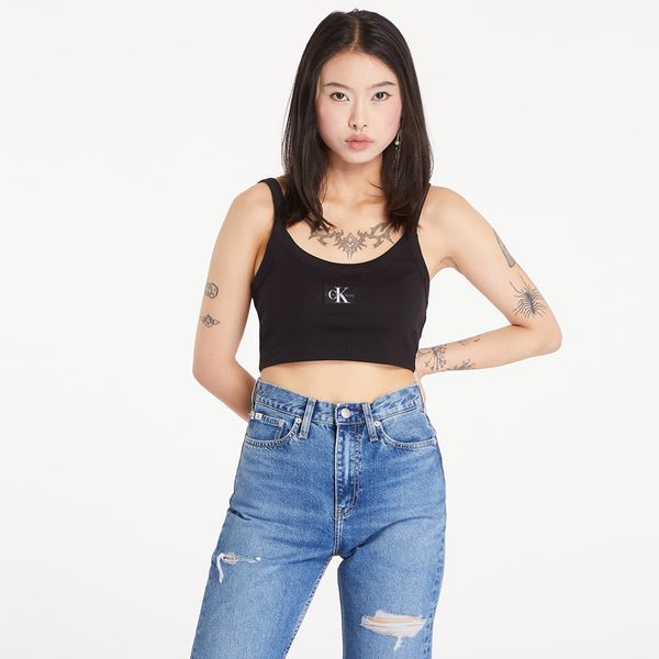 Calvin Klein Top Calvin Klein Jeans Ribbed Cotton Bralette Top Black M