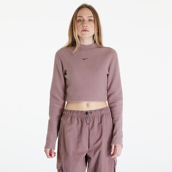 Nike Top Nike Sportswear Phoenix Plush Women's Long-Sleeve Crop Top Smokey Mauve/ Black L