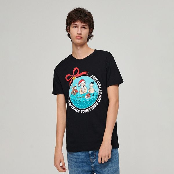 House House - Božićna majica kratkih rukava - Crna