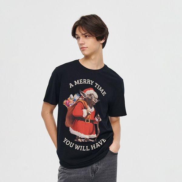 House House - Božićna majica kratkih rukava Star Wars - Crna