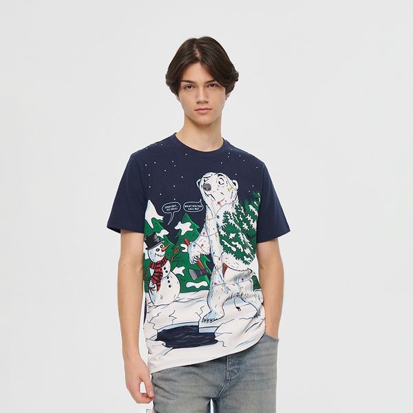 House House - Božićna majica kratkih rukava - Tamnoplava