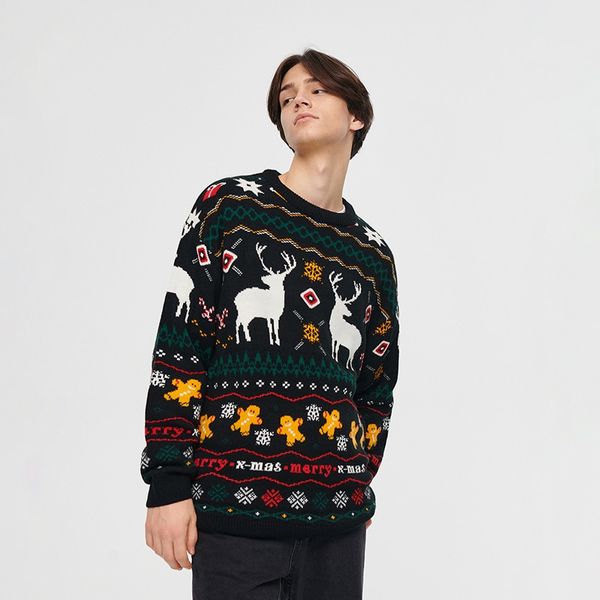 House House - Božićni džemper - Crna